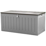 Olsen & Smith 830L MASSIVE Kapazität im Freien Garten Storage Box Kunststoff Schuppen - wetterfest & Sit On mit Holz-Effekt-Truhe