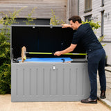 Olsen & Smith 830L MASSIVE Kapazität im Freien Garten Storage Box Kunststoff Schuppen - wetterfest & Sit On mit Holz-Effekt-Truhe