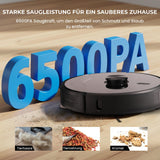 Olsen & Smith Intelligenter Saug- & Wischroboter – 6500Pa Saugleistung, Laser-Navigation, Automatische Entleerung, Selbstladestation, App- & Sprachsteuerung – Perfekt für Tierhaare, Hartböden & Teppiche