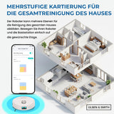 Olsen & Smith Saug- und Wischroboter 10000Pa – Selbstreinigend mit automatischer Entleerung & Wasserauffüllung, Laser-Navigation, KI-Hinderniserkennung, App & Alexa Steuerung, 2,5L Basisstation