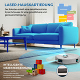 Olsen & Smith Saug- und Wischroboter 10000Pa – Selbstreinigend mit automatischer Entleerung & Wasserauffüllung, Laser-Navigation, KI-Hinderniserkennung, App & Alexa Steuerung, 2,5L Basisstation